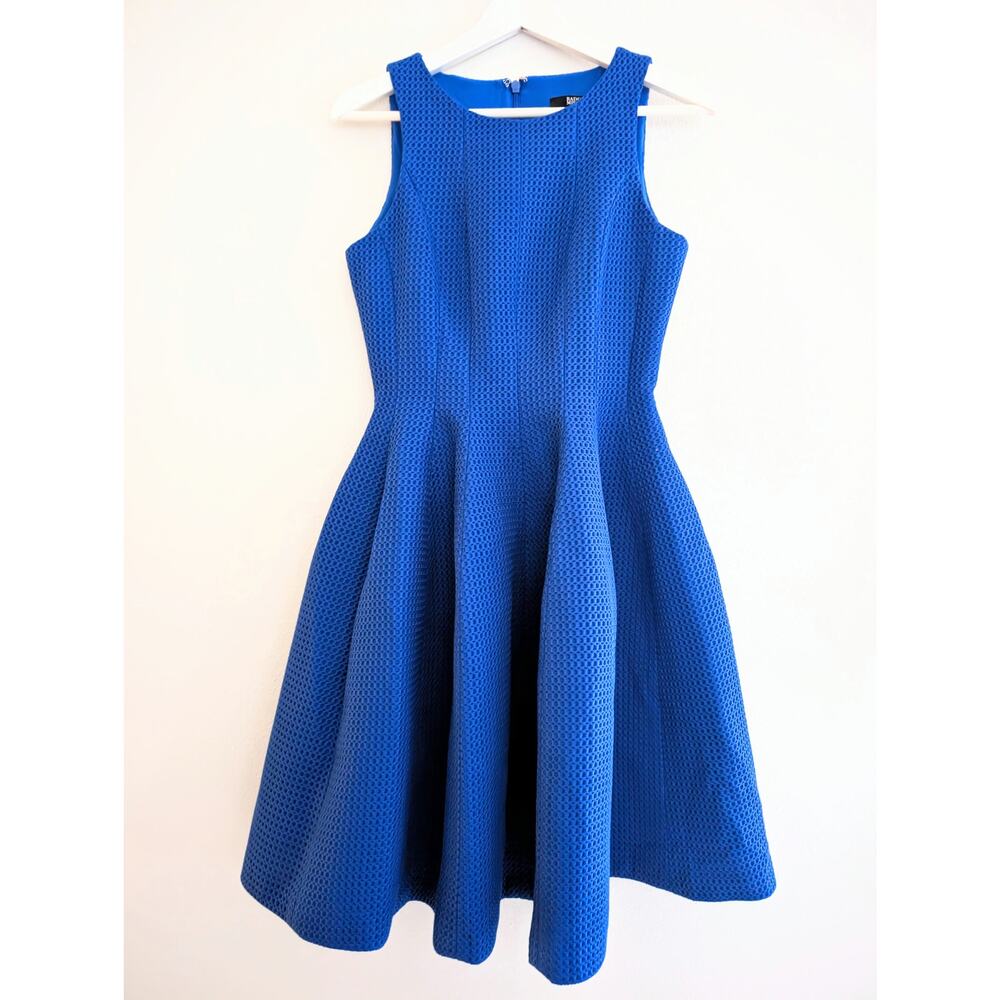 Badgley Mischka Electric Blue Textured Fit-and-Flare Mini Dress